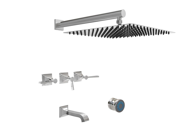 Griferia de ducha Hidromet New Castle 3V c/escocesa lever 51045CRCR