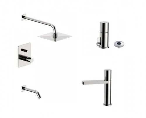 Combo Grifería Piazza Lounge Monocomando Cromo