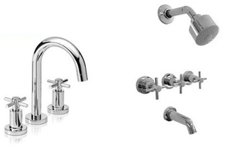 Griferia baño completa Peirano Crown Lavatorio Ducha Cromo