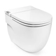 Inodoro de pie adosado a pared con depósito integrado blanco Roca