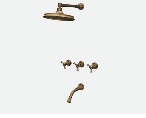 Griferia De Ducha Con Transferencia Antique Cruz XXL Bronce Viejo Andez 0604.40