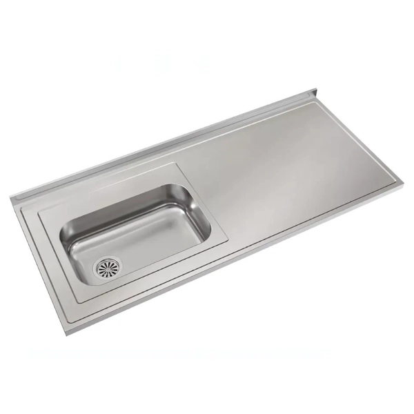 Mesada simple con respaldo Johnson 140x61cm con bacha lado izquierdo S/AG