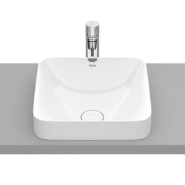 Lavatorio cuadrado apoyo inspira blanco Roca