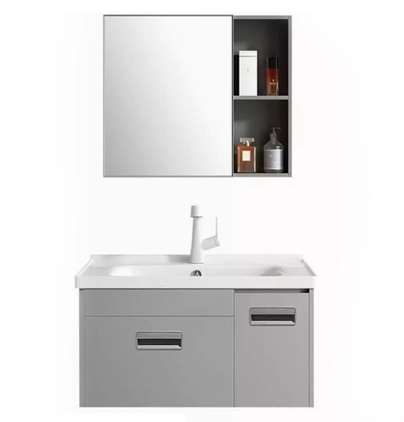 Vanitory Uhome con bacha y espejo gris claro HC-019-80