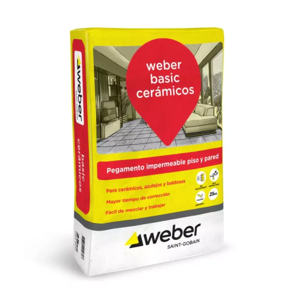 Adhesivo Weber basic p/ ceramicos x 25 kg 92-0021