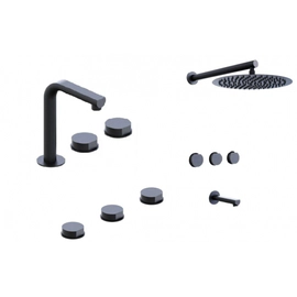 Combo Griferías Hidromet Luxury Black Negro Ducha Embutir