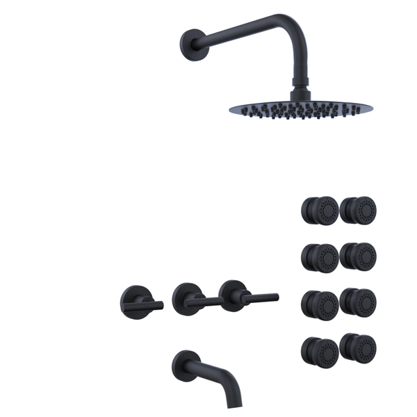 Griferia de ducha Hidromet 3V Pico+duchador c/escocesa Sun lever black 04545NEGR