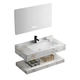 Vanitory Uhome con bacha estante y espejo led marmol blanco RO-131-80