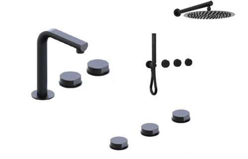 Combo Griferías Hidromet Luxury Black Negro Ducha Exterior