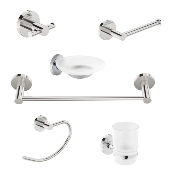 Kit accesorios para baño 6 piezas Peirano linea 19000 cromo 19006