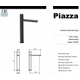 Griferia Lavatorio Monocomando Lounge Mesada Alto Negro Piazza 10702NE