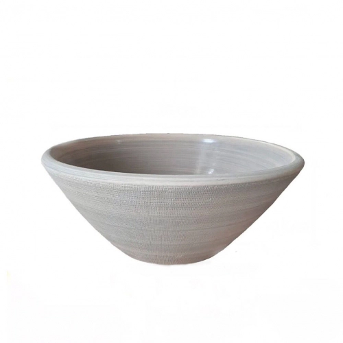 Bacha Artesanal Fango Ceramica De Apoyo Elíptica 30 cm Tela Gris