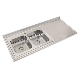 Mesada con respaldo Johnson 140x61cm con bacha doble CC37 lado izquierdo 1 AG
