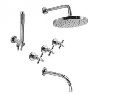 Griferia baño Hidromet 3 Vias Bañera + Duchador Sun Cruz