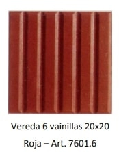 Piso de cemento Lanik 20x20 C/6 vainillas Rojas 7601.6