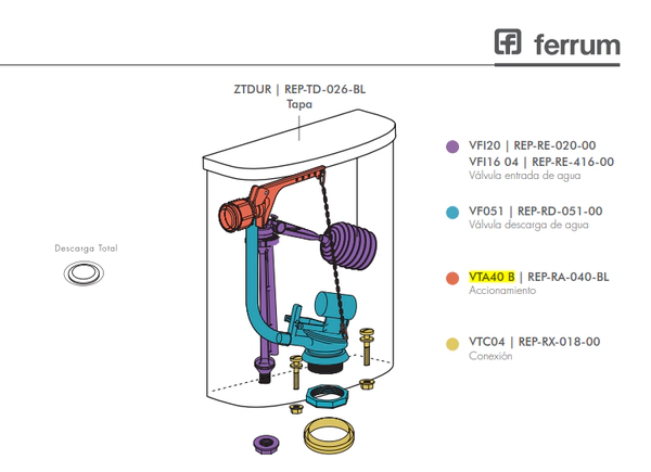 Accesorio repuesto boton Deposito Bari dua VTA40l
