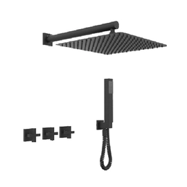 Griferia de Ducha 2V + Duchador Block cruz negra 0346NG