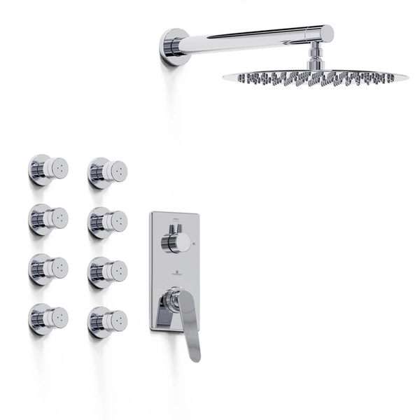 Griferia de ducha 2V c/escocesa monocomando Hidromet Space cromo 9613CRCR