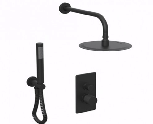 Griferia de ducha Hidromet Texture 2V c/lluvia y duchador black 9812NEGR