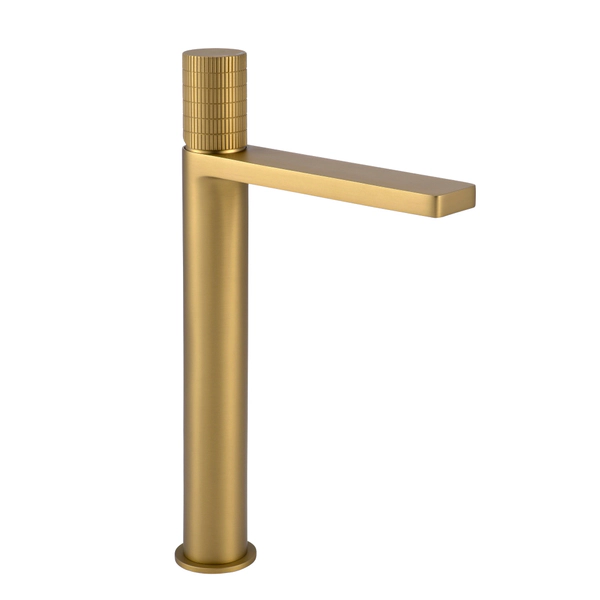 Griferia baño monocomando alto mesada Piazza Longe Art oro mate 10900OM