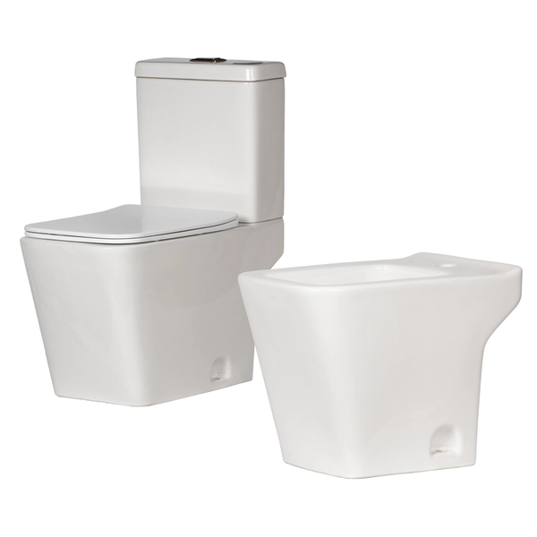 Inodoro largo c/asiento deposito y bidet Aqua Kitchen-West bco COMBO AQUA-BL
