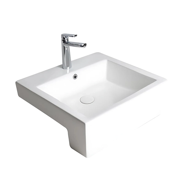 Bacha de lavatorio Ferrum dongio semiencastrar cuadrada DON-BH-083-BL