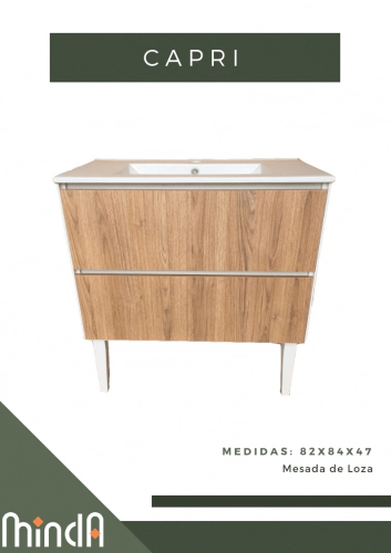 Vanitory Utility Capri 2 caj con mesada color olmo LC080