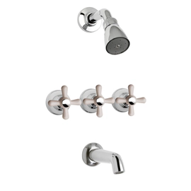 Griferia Peirano Ducha Con Trasnferencia Ares Cromo Blanco 434