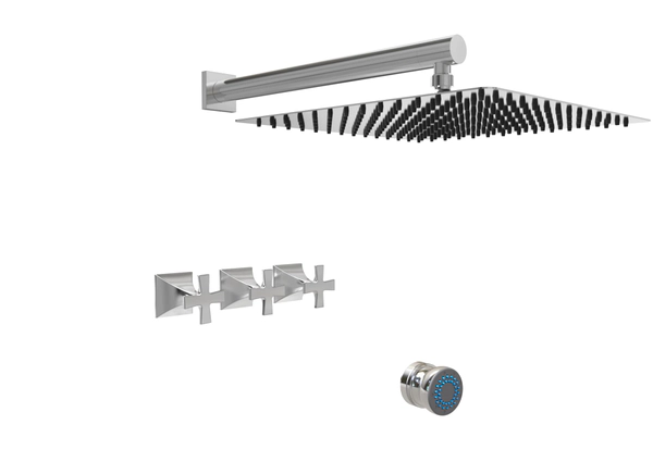 Griferia de ducha Hidromet New Castle 2V c/transf y escocesa 51057CRCR