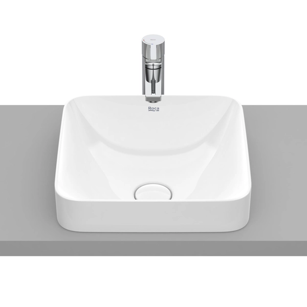 Lavatorio cuadrado apoyo inspira blanco Roca
