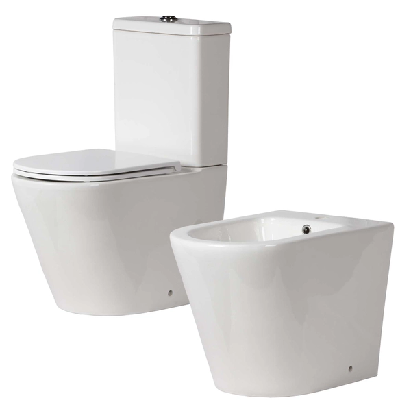 Inodoro largo c/asiento deposito y bidet Ocean Kitchen-West bco COMBO OCEAN-BL