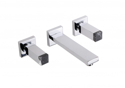 Griferia lavatorio de pared Haaz Bellagio cromo/negro marquina