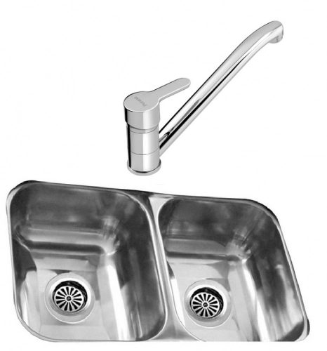 Bacha cocina doble Johnson CC28+ Griferia Monocomando