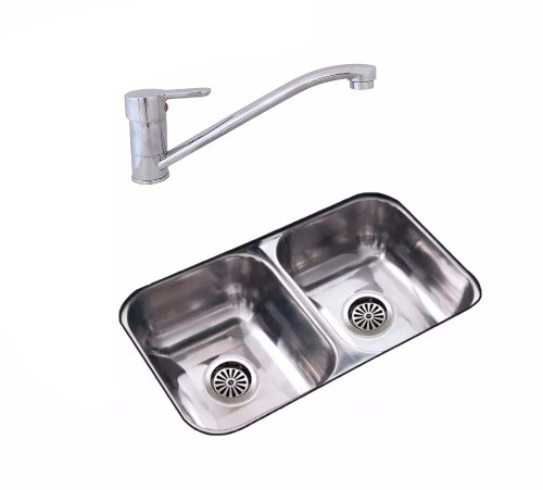 Juego Cocina Comp Johnson Bacha Doble Griferia Monocomando