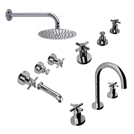 Combo grifería baño completa Hidromet Triumph Cruz