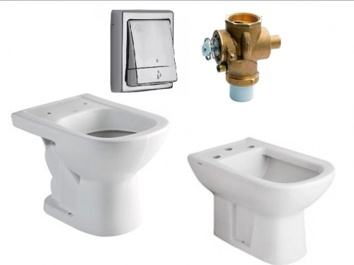 Combo Sanitarios Ferrum+ Fv valvula 368.01 y tecla 368.04