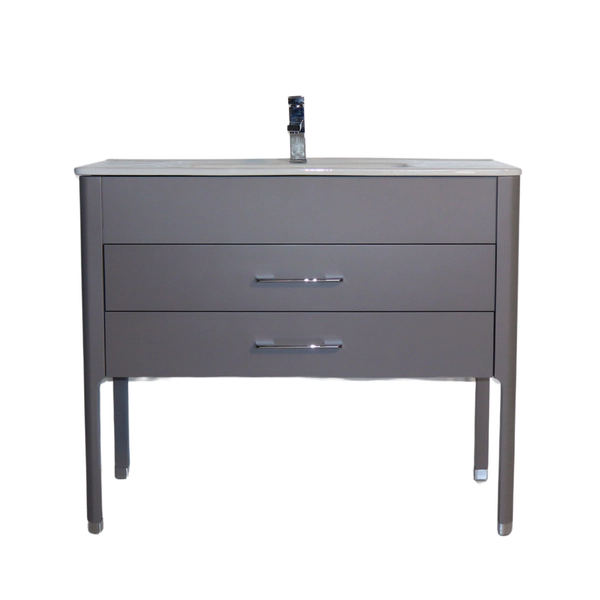 Vanitory Campi curve 100 gris con mesada loza 1 agujero