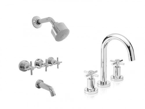 Griferia Baño Completa Crown Peirano Ducha c/Tr+ Lavatorio