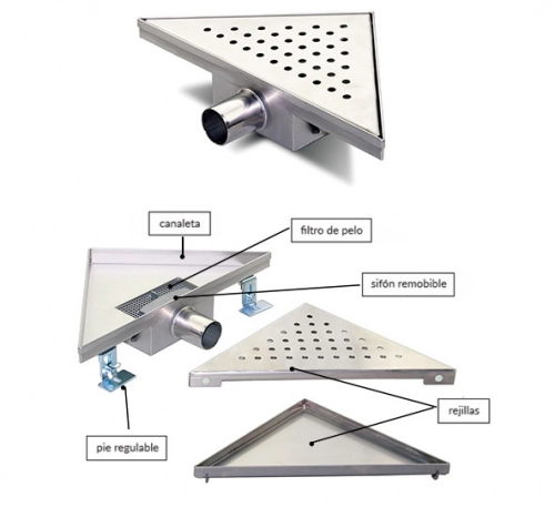Desague Atrim Triangular Inca Acero Inox DT250T01