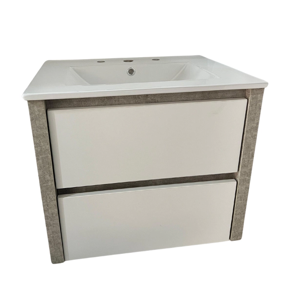 Vanitory Aereo Campi Minue 80 cm gris/blanco c/mesada 3 aguj MI80CL3