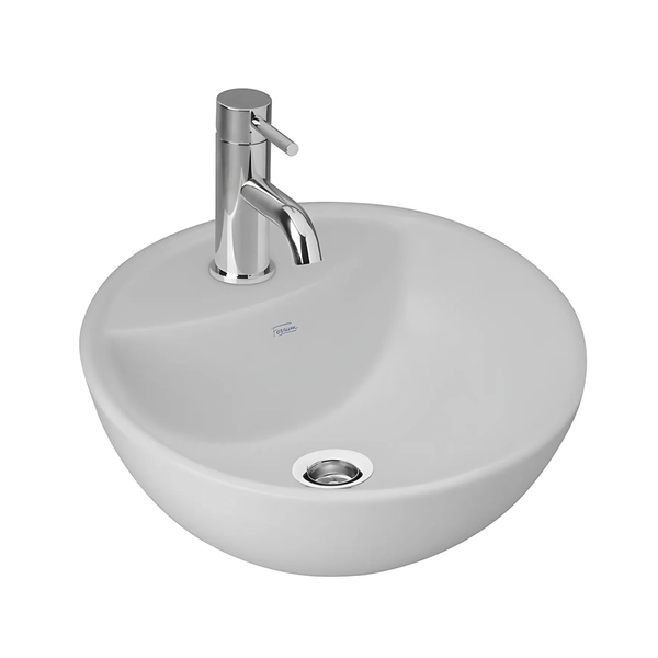 Bacha de lavatorio Ferrum tori de apoyo blanca redonda TOR-BH-049-BL