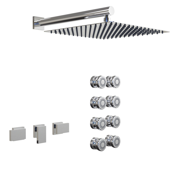 Griferia de ducha Hidromet Block Plane 2V c/transf y escocesa cromo 3406CR