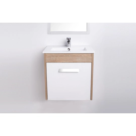 Mueble Campi Space 60 c/mesada loza blanco-roble