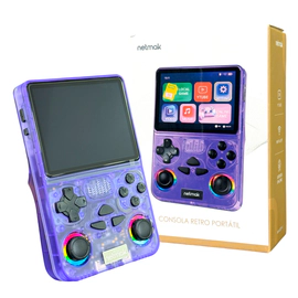 MINI CONSOLA DE MANO GAMER NETMAK R37 +20.000 JUEGOS - VIOLETA