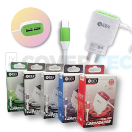 CARGADOR TIPO C 2 USB 3.8A - IBEK 3804
