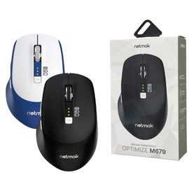 MOUSE INALAMBRICO RECARGABLE NETMAK M679 - NEGRO / AZUL