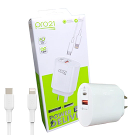 CARGADOR CABEZAL PRO 21 USB C CABLE C A LIGHTNING DELIVERY