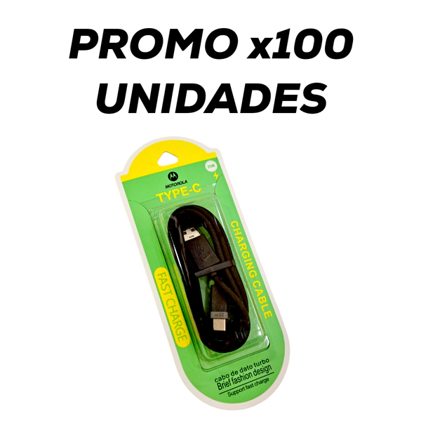 PROMO X 100 CABLE TIPO C MOTOROLA BLISTER VERDE