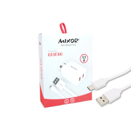 CARGADOR MIXOR QUIERO 5,1 AMP CABEZAL 2 USB+ CABLE TIPO C