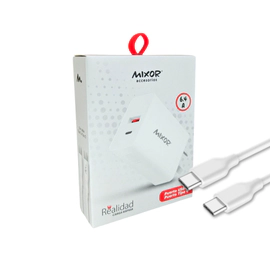 CARGADOR MIXOR REALIDAD 6.4A 1 USB A + 1 USB C + CABLE TIPO C A TIPO C